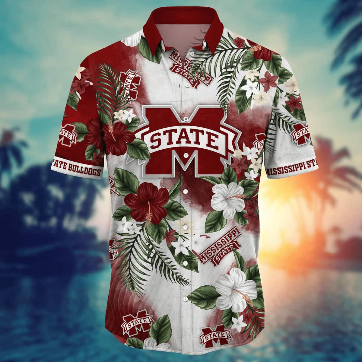 NCAA Mississippi State Bulldogs Hawaiian Shirt Hibiscus Flowers Pattern Summer Gift For Friends