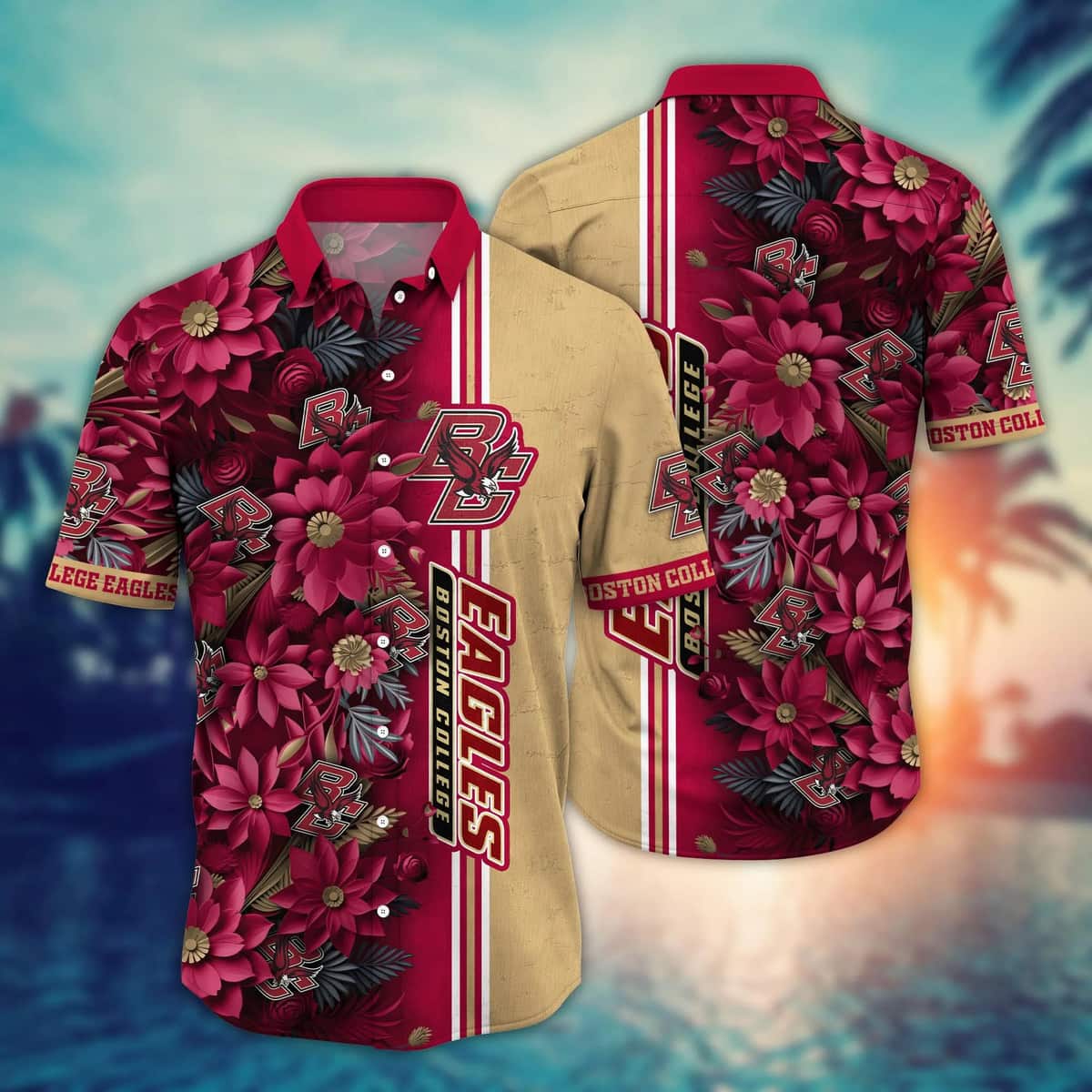 Floral Aloha Boston College Eagles NCAA Hawaiian Shirt Beach Gift For Friend Floral Aloha Boston College Eagles NCAA Hawaiian Shirt Beach Gift For Friend