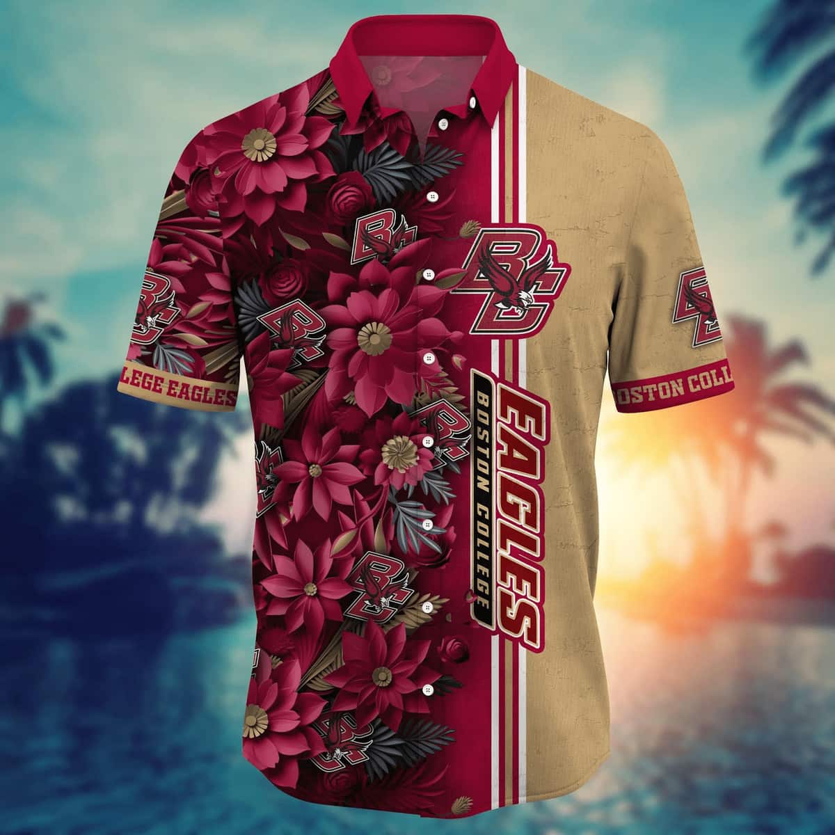 Floral Aloha Boston College Eagles NCAA Hawaiian Shirt Beach Gift For Friend Floral Aloha Boston College Eagles NCAA Hawaiian Shirt Beach Gift For Friend