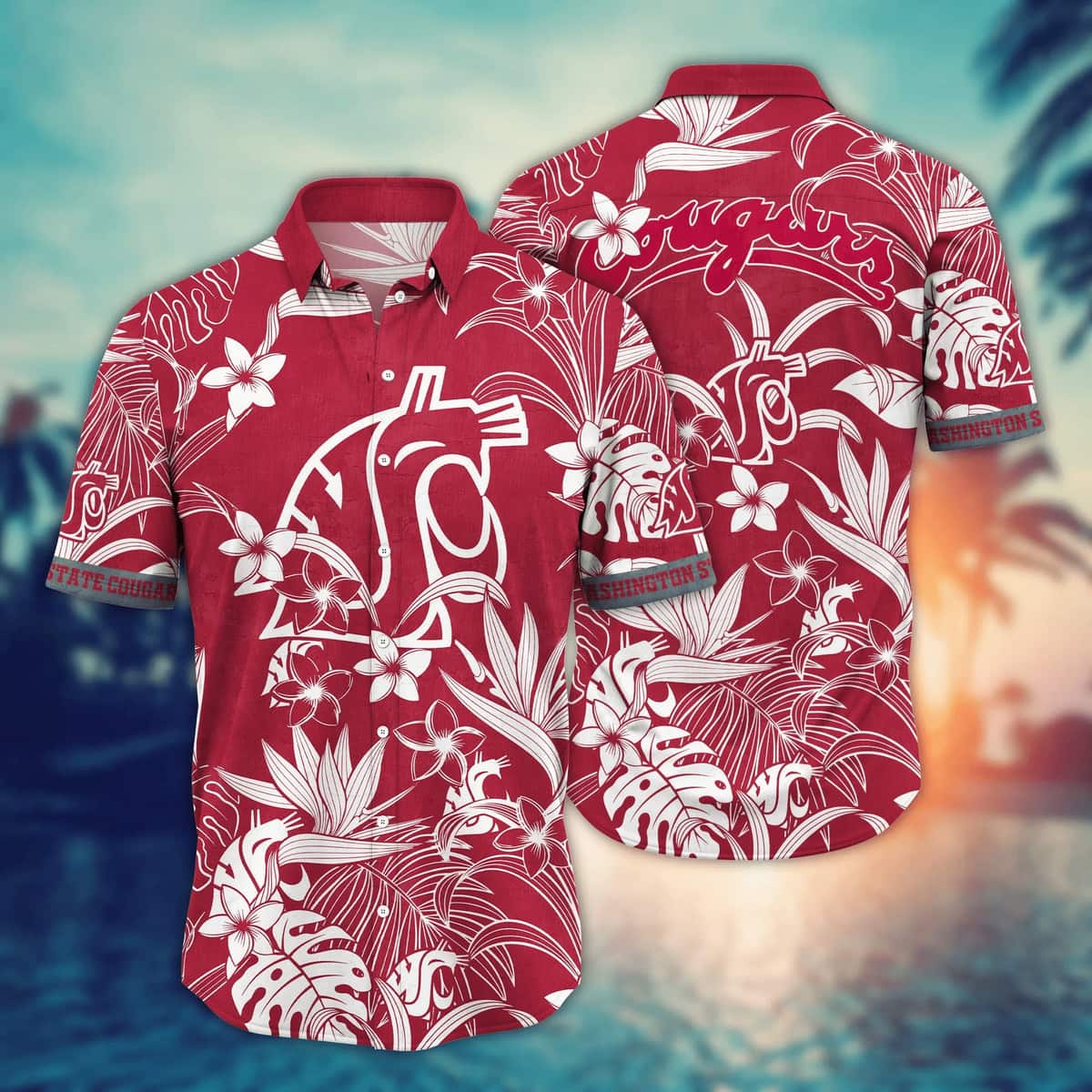 Washington State Cougars NCAA Hawaiian Shirt Beach Gift For Friend Washington State Cougars NCAA Hawaiian Shirt Beach Gift For Friend