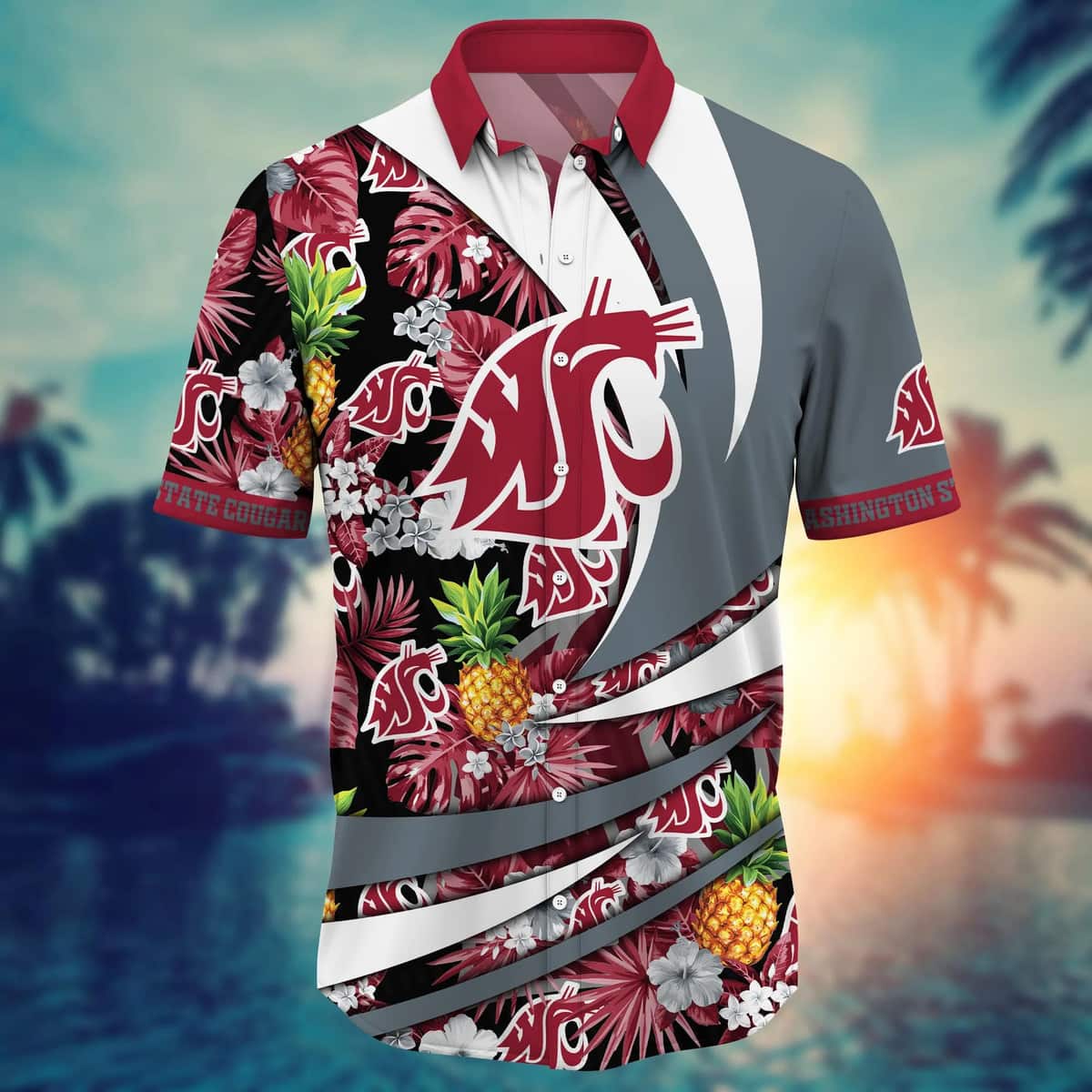 Summer Aloha Washington State Cougars NCAA Hawaiian Shirt Pineapple Pattern Summer Aloha Washington State Cougars NCAA Hawaiian Shirt Pineapple Pattern