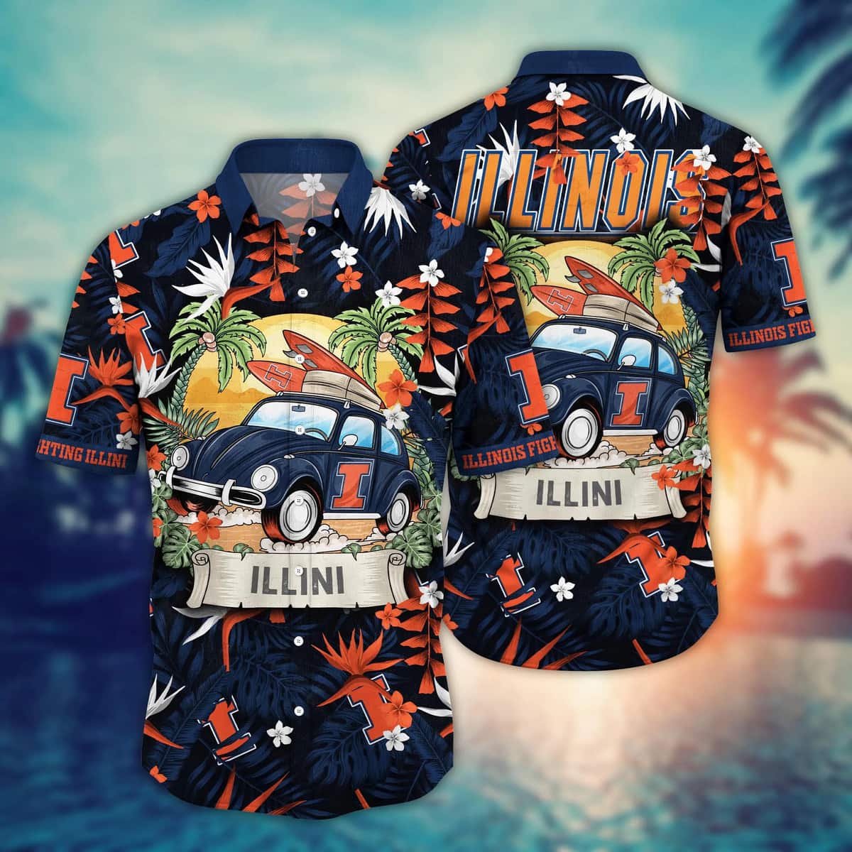 Illinois Fighting Illini NCAA Hawaiian Shirt Beach Gift For Friend