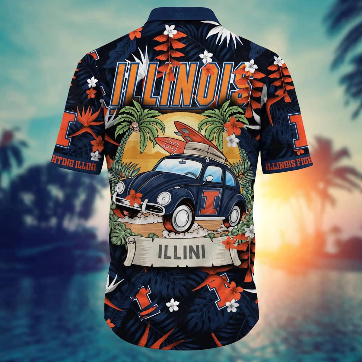 Illinois Fighting Illini NCAA Hawaiian Shirt Beach Gift For Friend Illinois Fighting Illini NCAA Hawaiian Shirt Beach Gift For Friend