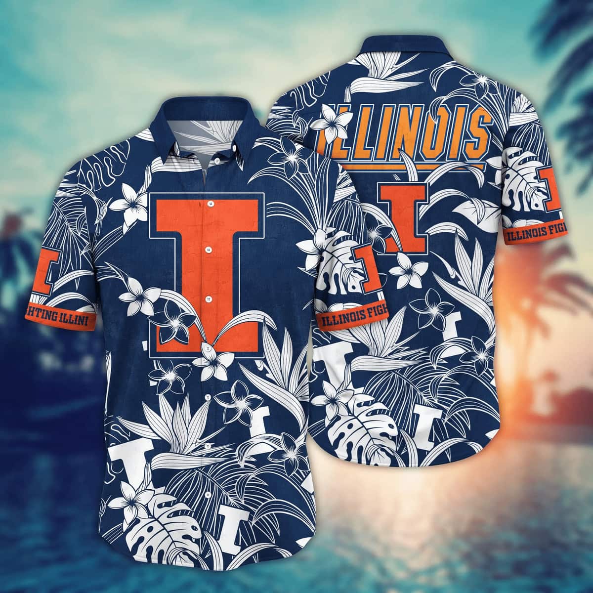Illinois Fighting Illini NCAA Hawaiian Shirt Summer Beach Gift Illinois Fighting Illini NCAA Hawaiian Shirt Summer Beach Gift