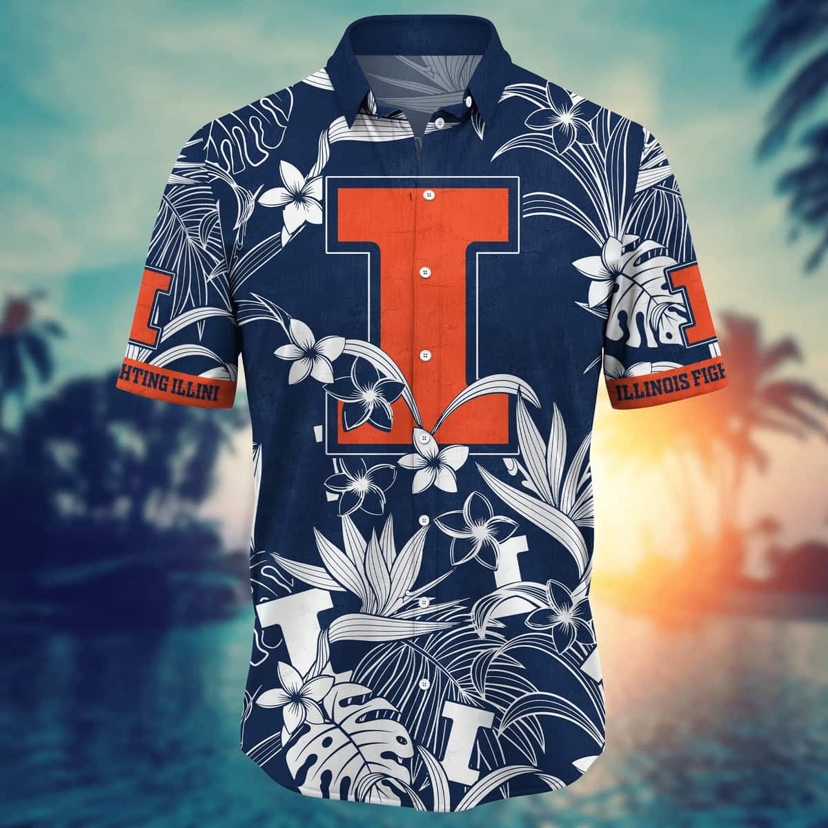 Illinois Fighting Illini NCAA Hawaiian Shirt Summer Beach Gift Illinois Fighting Illini NCAA Hawaiian Shirt Summer Beach Gift