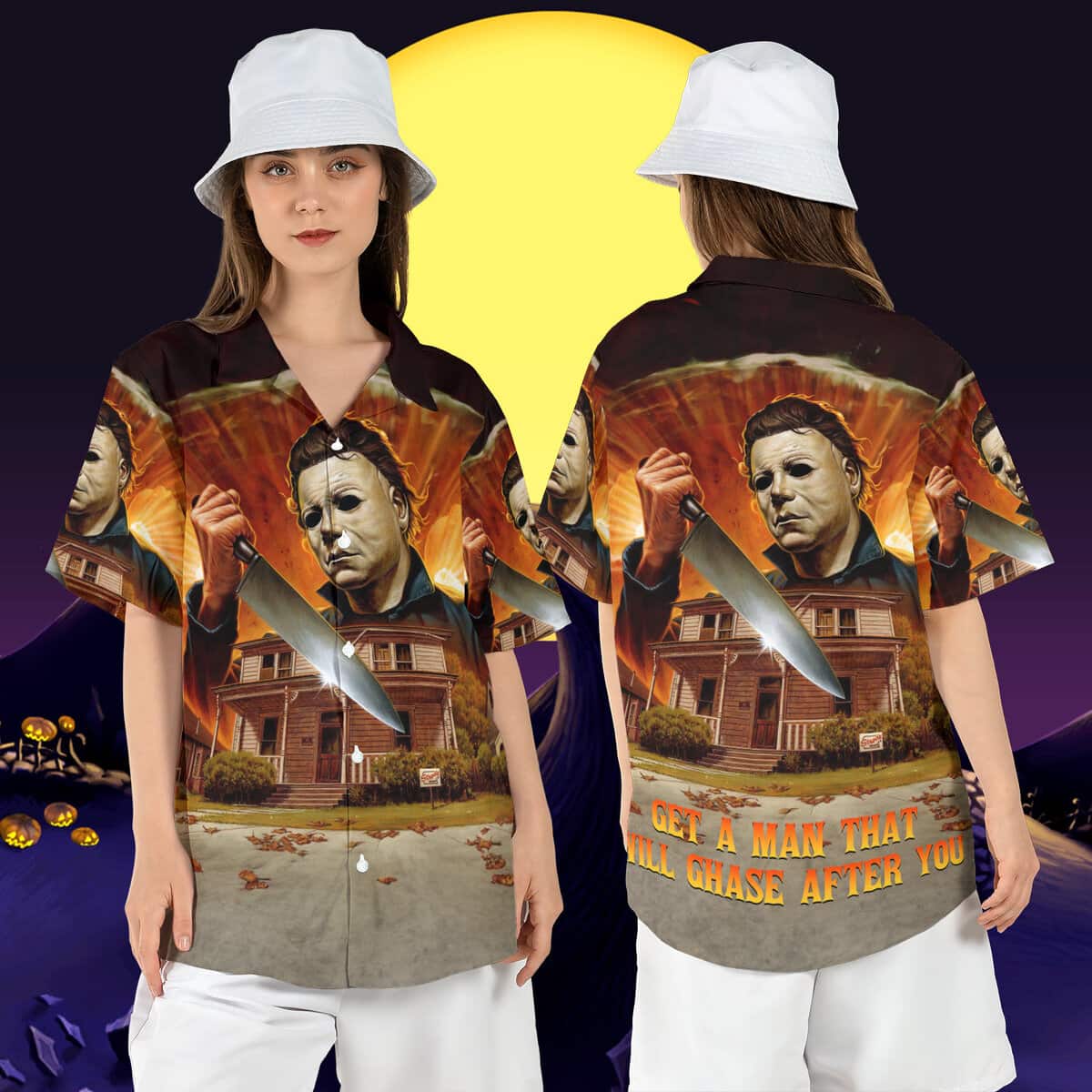 Halloween Michael Myers Hawaiian Shirt Get A Man That Will Chase After You Halloween Michael Myers Hawaiian Shirt Get A Man That Will Chase After You
