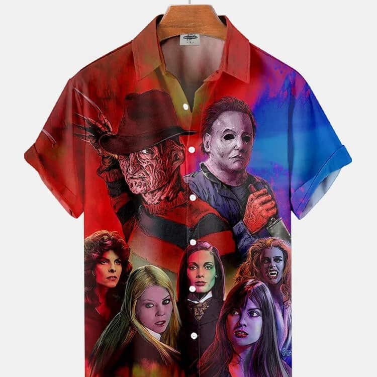 Freddy Krueger Michael Myers Hawaiian Shirt Serial Killer Gift Freddy Krueger Michael Myers Hawaiian Shirt Serial Killer Gift