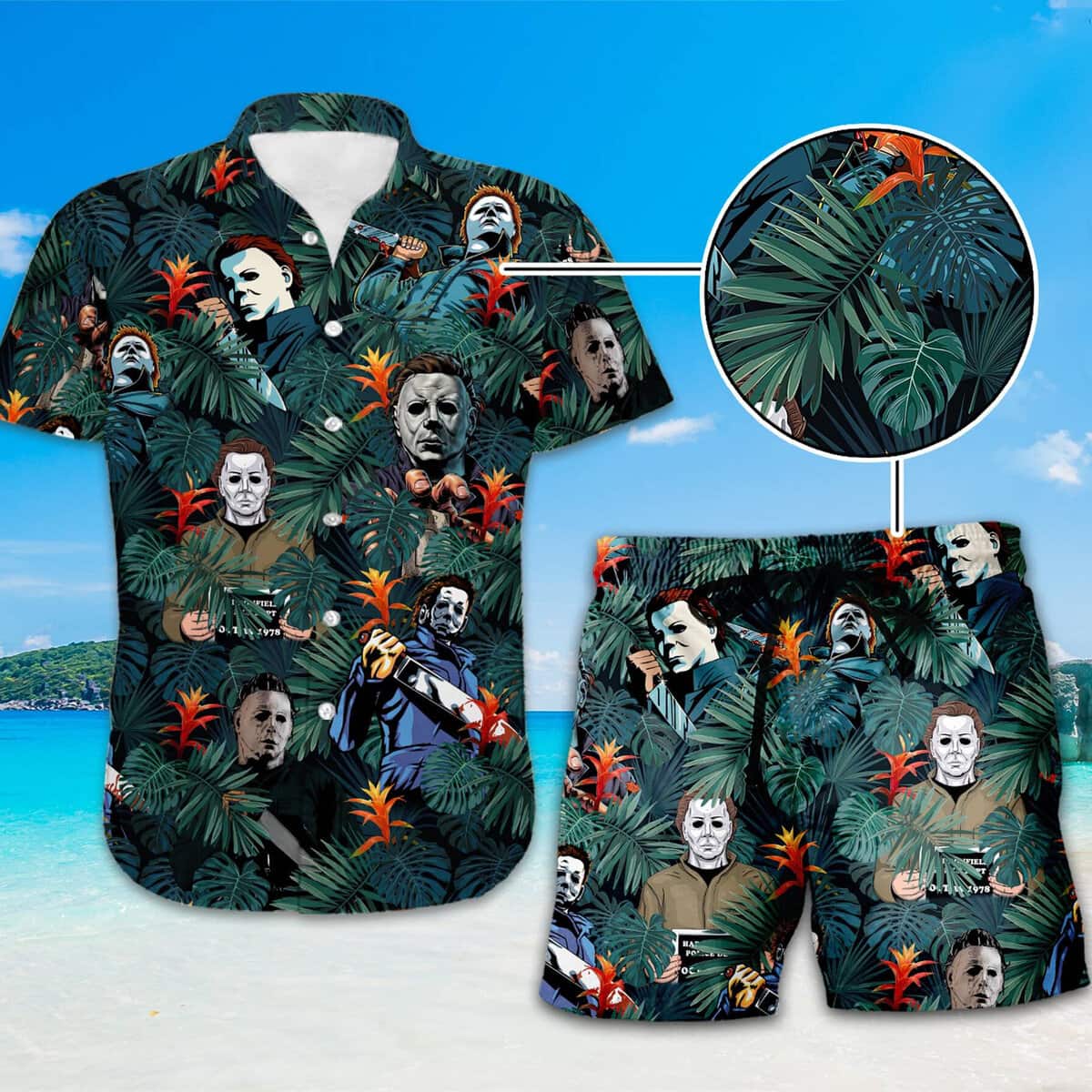 Michael Myers Hawaiian Shirt Palm Leaves Pattern Gift For Halloween Movie Fans Michael Myers Hawaiian Shirt Palm Leaves Pattern Gift For Halloween Movie Fans