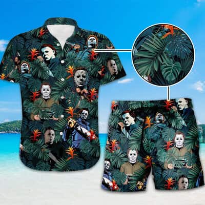 Michael Myers Hawaiian Shirt Palm Leaves Pattern Gift For Halloween Movie Fans