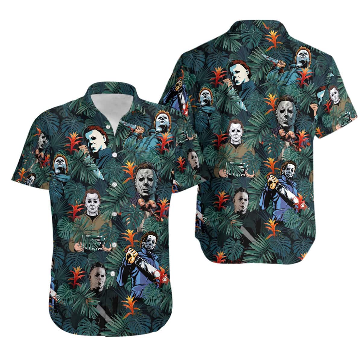 Michael Myers Hawaiian Shirt Palm Leaves Pattern Gift For Halloween Movie Fans Michael Myers Hawaiian Shirt Palm Leaves Pattern Gift For Halloween Movie Fans