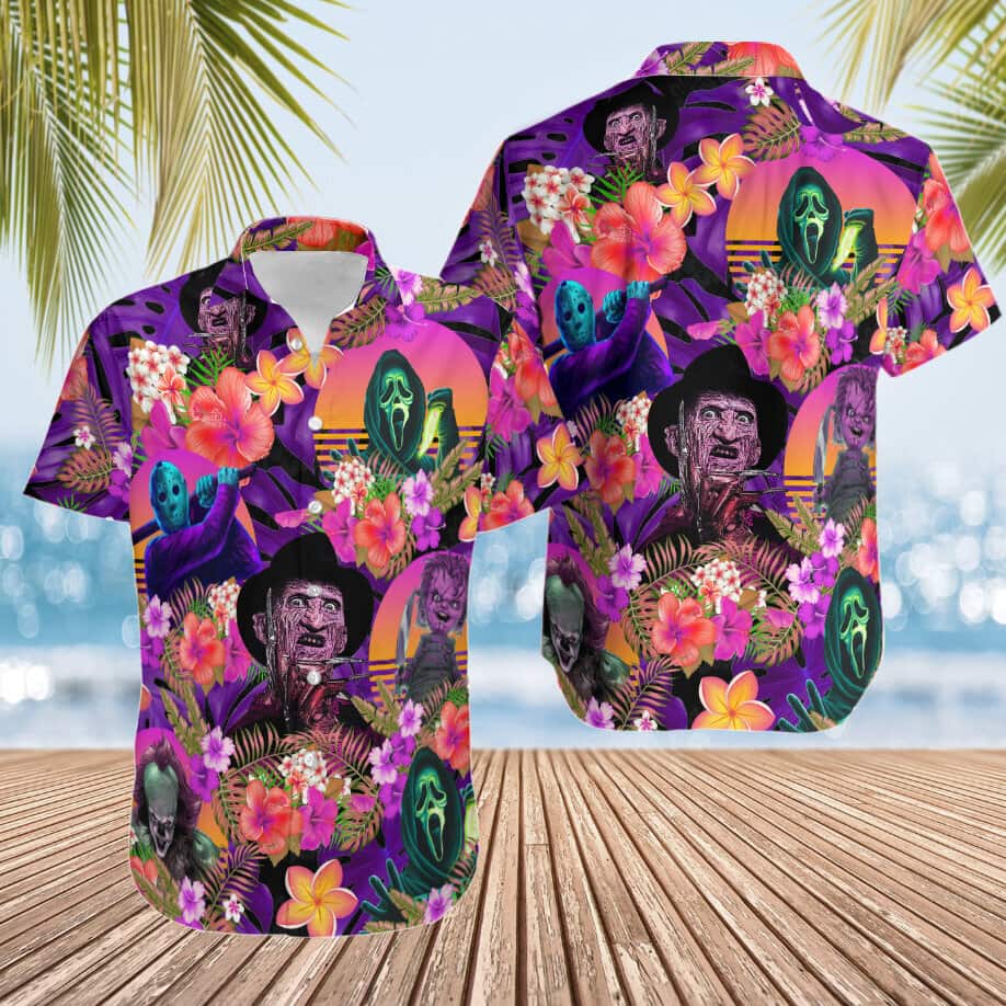 Michael Myers Hawaiian Shirt Ghostface Gift for Horror Movie Fans Michael Myers Hawaiian Shirt Ghostface Gift for Horror Movie Fans