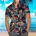 Michael Myers Hawaiian Shirt Palm Leaves Pattern Jason Voorhees Freddy Krueger Michael Myers Hawaiian Shirt Palm Leaves Pattern Jason Voorhees Freddy Krueger