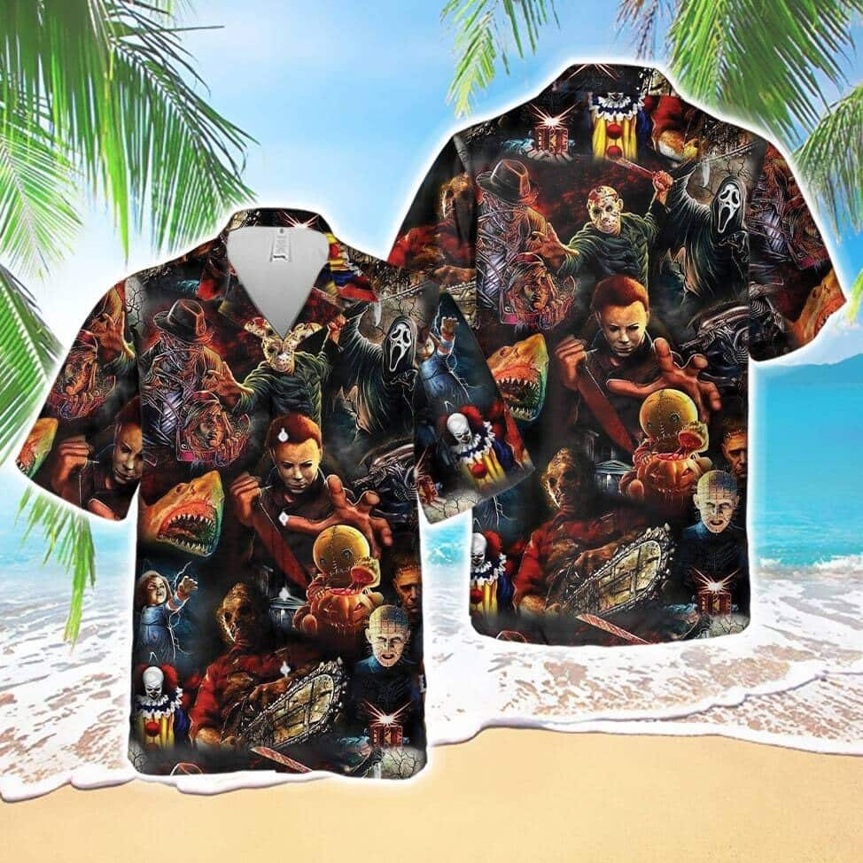 Retro Aloha Michael Myers Hawaiian Shirt Freddy Krueger Ghostface