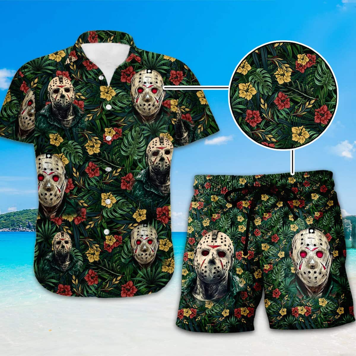 Halloween Aloha Jason Voorhees Hawaiian Shirt Palm Leaves Pattern Gift For Best Friend