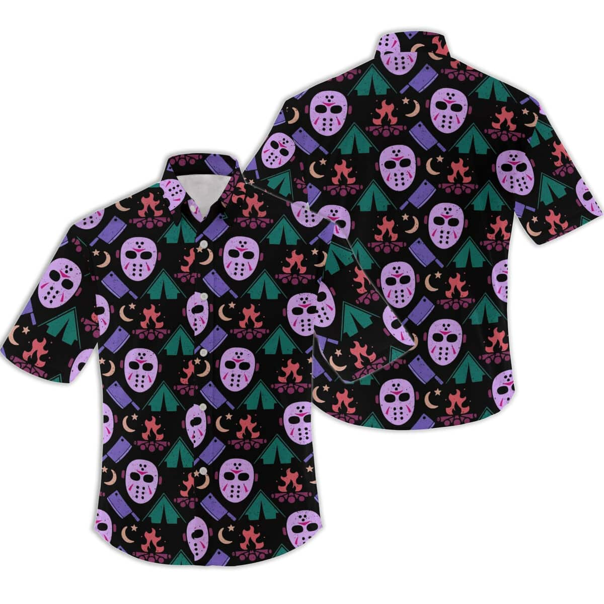 Creepy Jason Voorhees Face Hawaiian Shirt Gift For Horror Movie Lovers