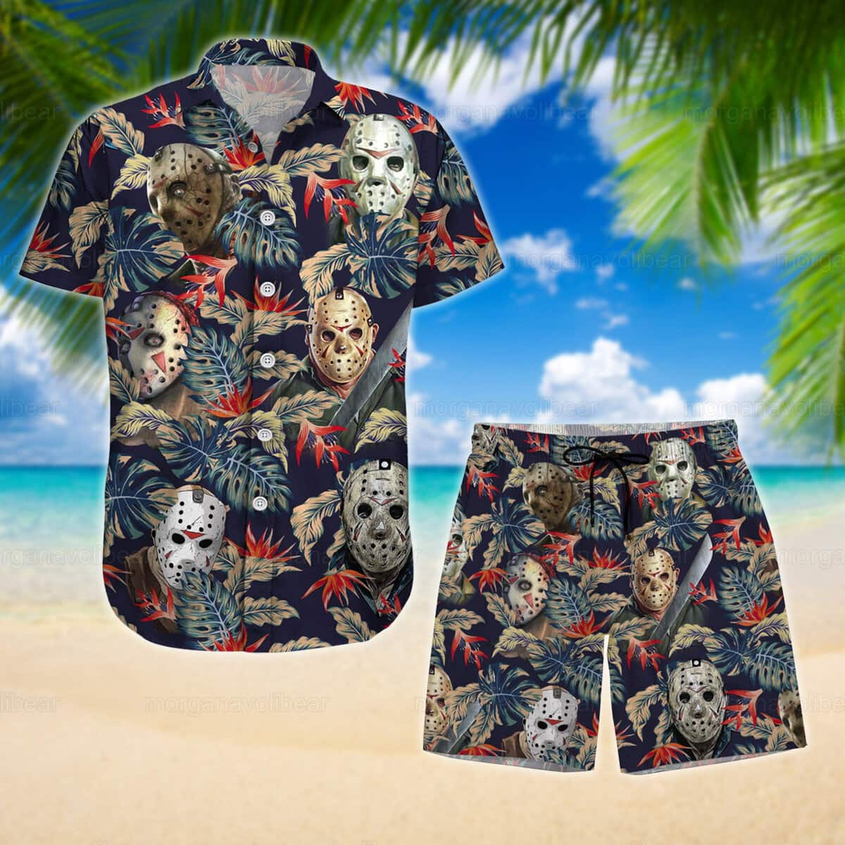 Tropical Aloha Jason Voorhees Hawaiian Shirt Gift For Horror Film Lovers