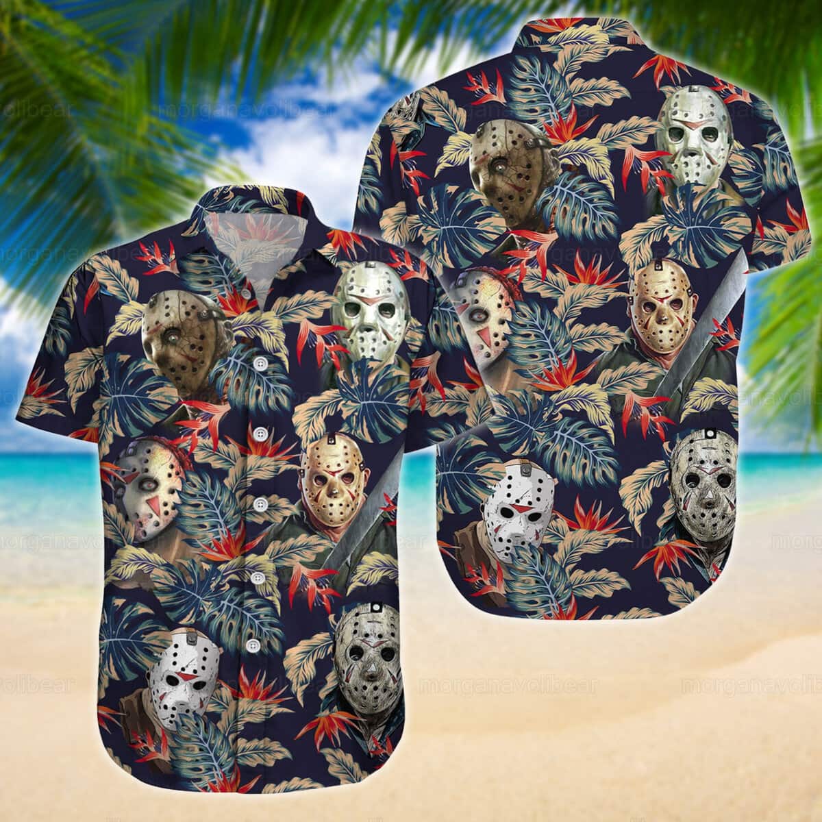 Tropical Aloha Jason Voorhees Hawaiian Shirt Gift For Horror Film Lovers Tropical Aloha Jason Voorhees Hawaiian Shirt Gift For Horror Film Lovers