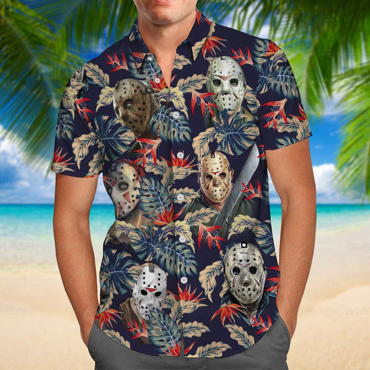 Tropical Aloha Jason Voorhees Hawaiian Shirt Gift For Horror Film Lovers Tropical Aloha Jason Voorhees Hawaiian Shirt Gift For Horror Film Lovers