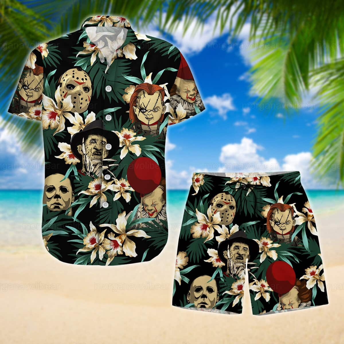 Halloween Aloha Jason Voorhees Hawaiian Shirt Chucky Michael Myers Pennywise