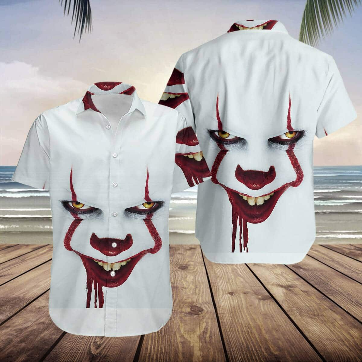 Halloween Aloha Pennywise Hawaiian Shirt Gift For Horror Movie Lovers