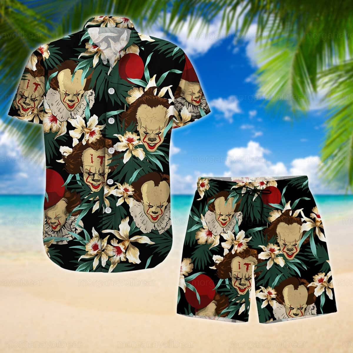 Beach Aloha Pennywise Hawaiian Shirt Gift for Horror Movie Lovers Beach Aloha Pennywise Hawaiian Shirt Gift for Horror Movie Lovers