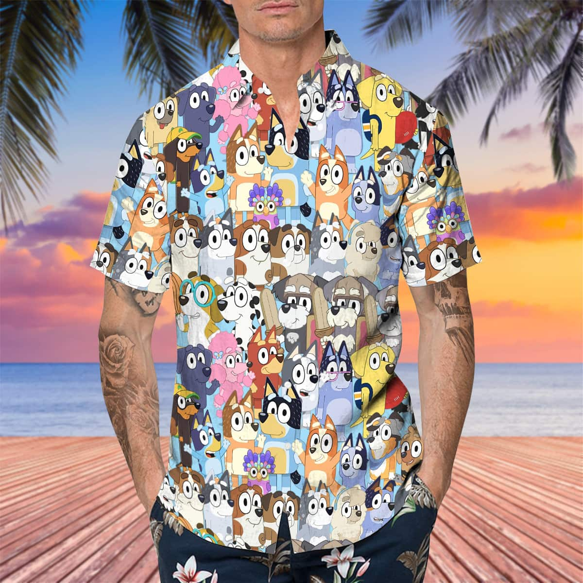 Cool Aloha Bluey Hawaiian Shirt Beach Gift For Friend