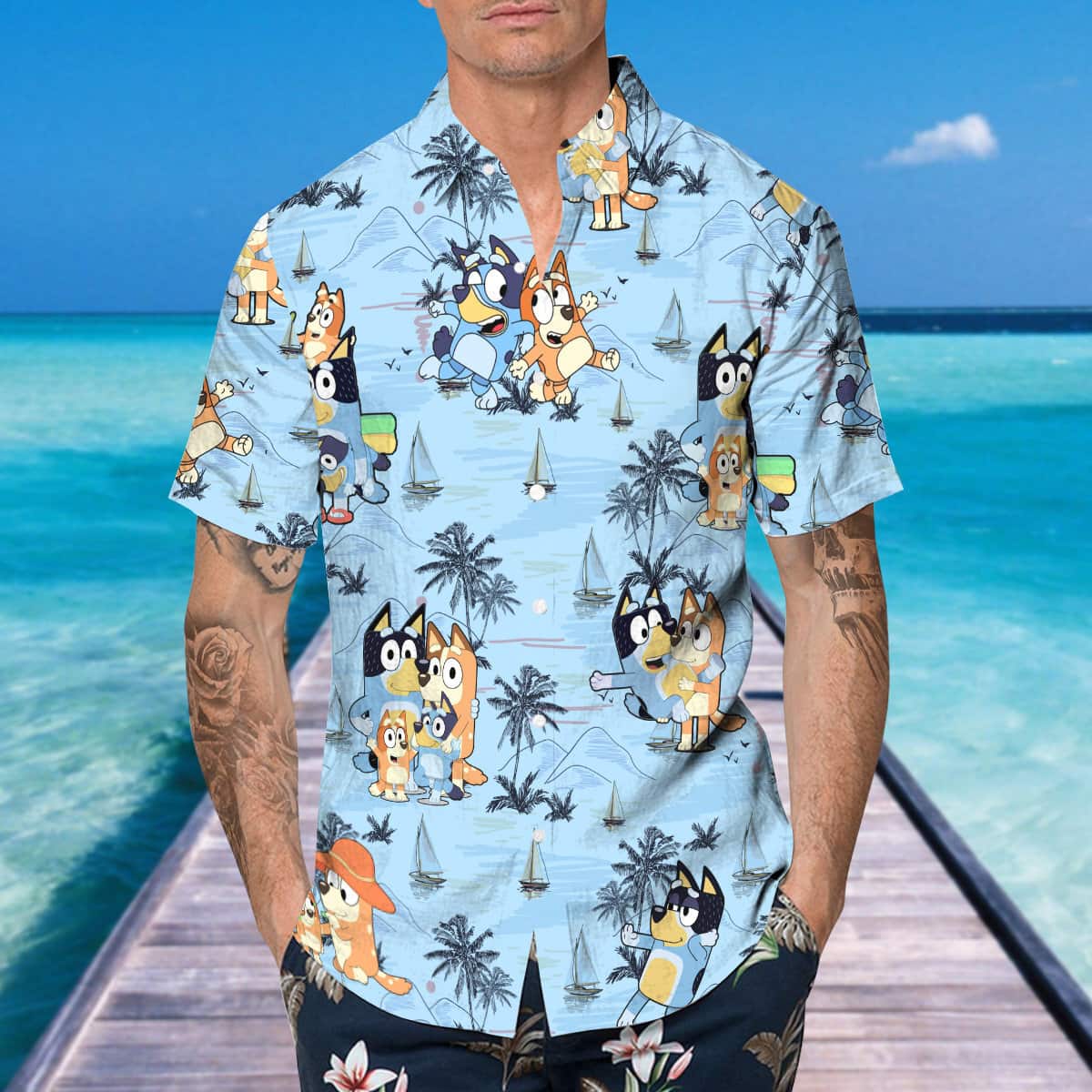 Beach Aloha Bluey Hawaiian Shirt Summer Gift For Friend Beach Aloha Bluey Hawaiian Shirt Summer Gift For Friend