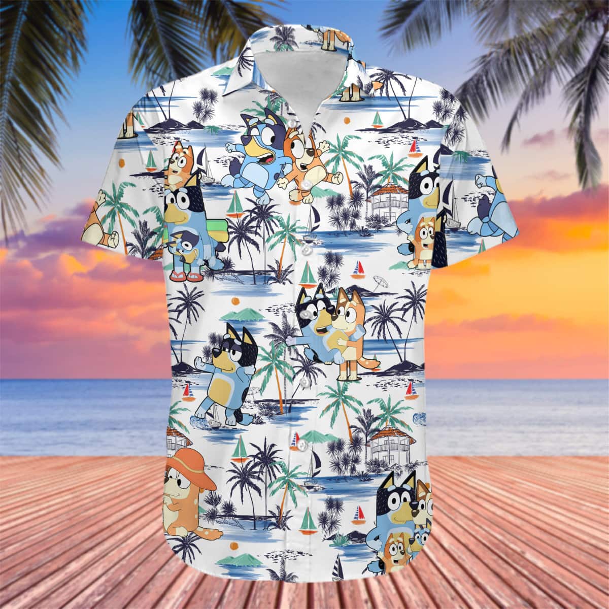 Beach Aloha Bluey Hawaiian Shirt Palm Tree For Summer Lovers Beach Aloha Bluey Hawaiian Shirt Palm Tree For Summer Lovers