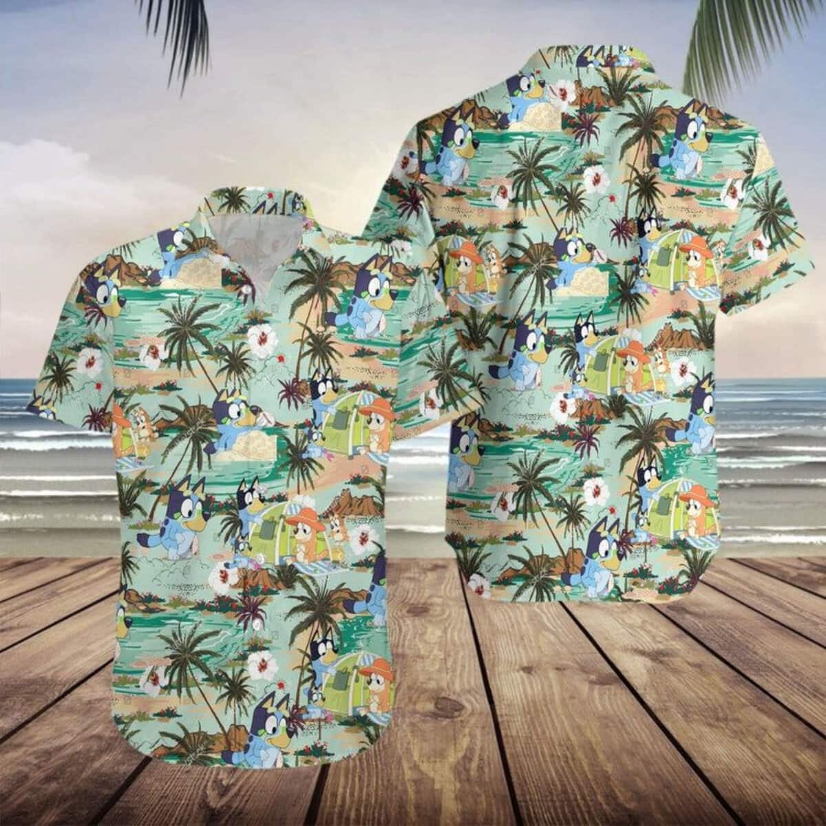 Beach Aloha Bluey Hawaiian Shirt Best Gift For Adult Cartoon Lovers