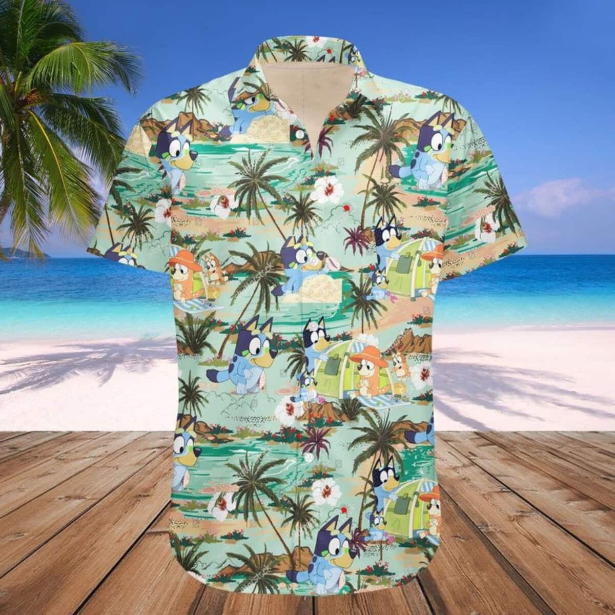 Beach Aloha Bluey Hawaiian Shirt Best Gift For Adult Cartoon Lovers Beach Aloha Bluey Hawaiian Shirt Best Gift For Adult Cartoon Lovers