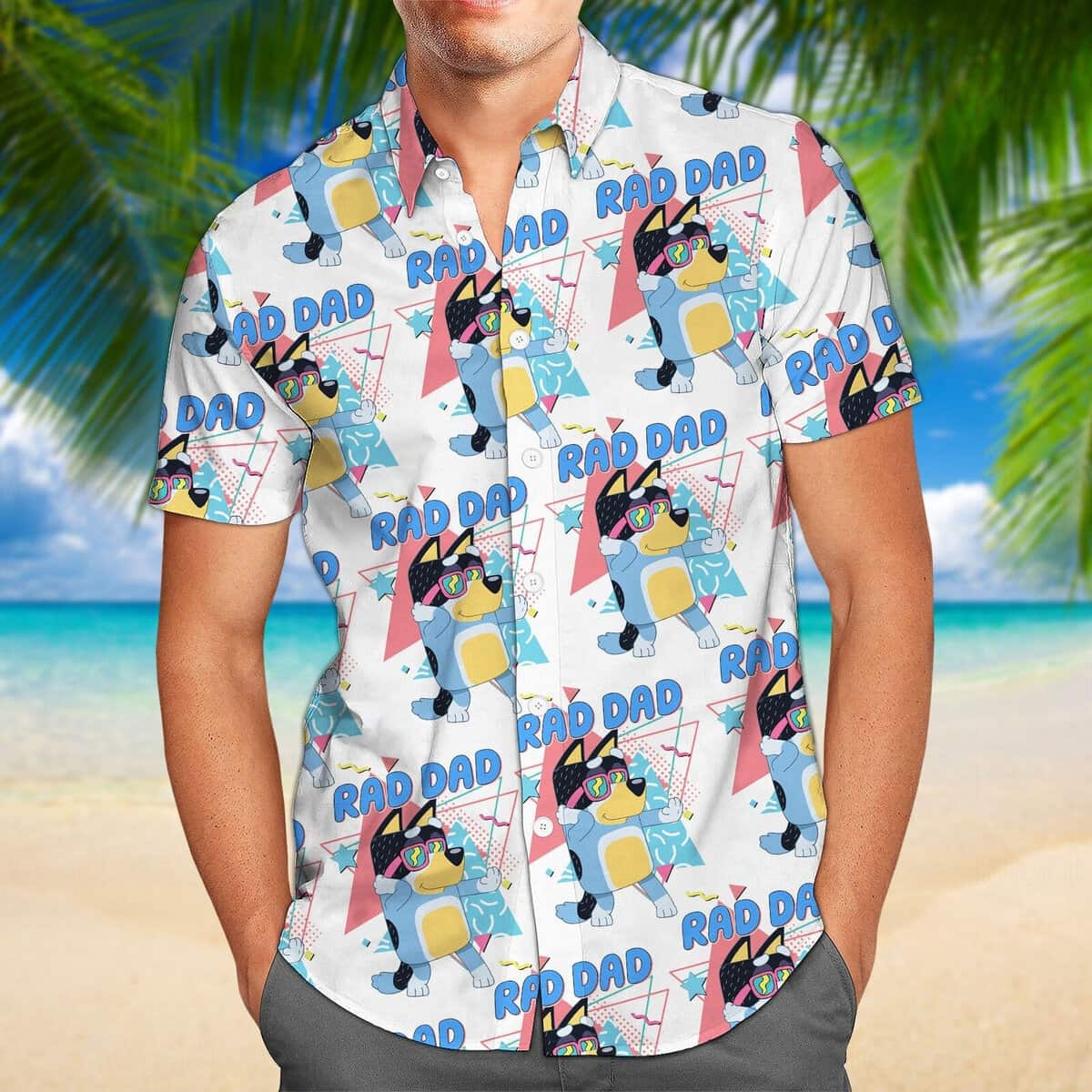 Bluey Hawaiian Shirt Rad Dad Gift For Adult Cartoon Lovers Bluey Hawaiian Shirt Rad Dad Gift For Adult Cartoon Lovers