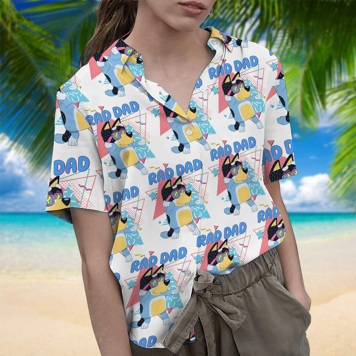 Bluey Hawaiian Shirt Rad Dad Gift For Adult Cartoon Lovers Bluey Hawaiian Shirt Rad Dad Gift For Adult Cartoon Lovers
