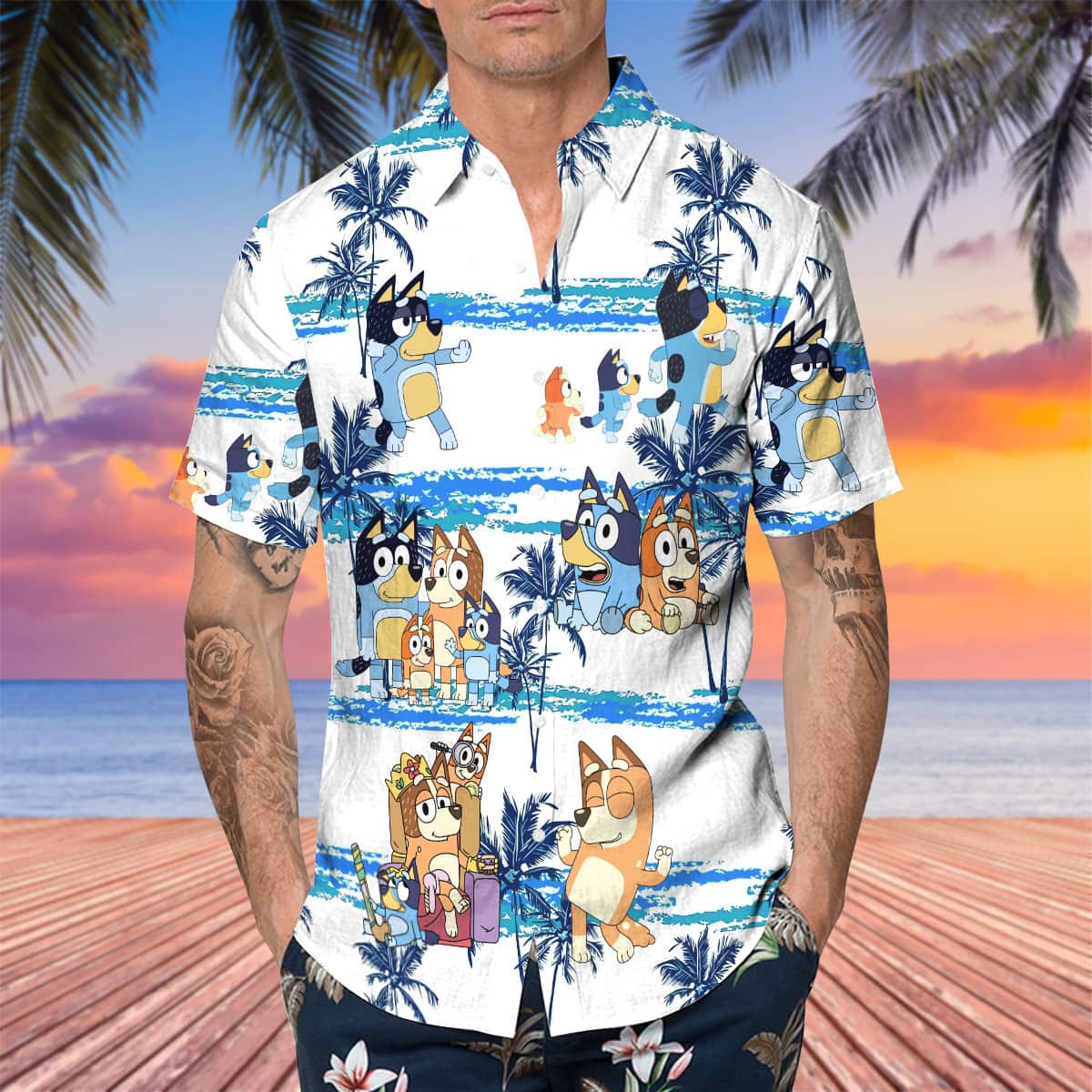 Beach Aloha Bluey Hawaiian Shirt Beach Gift For Him Beach Aloha Bluey Hawaiian Shirt Beach Gift For Him