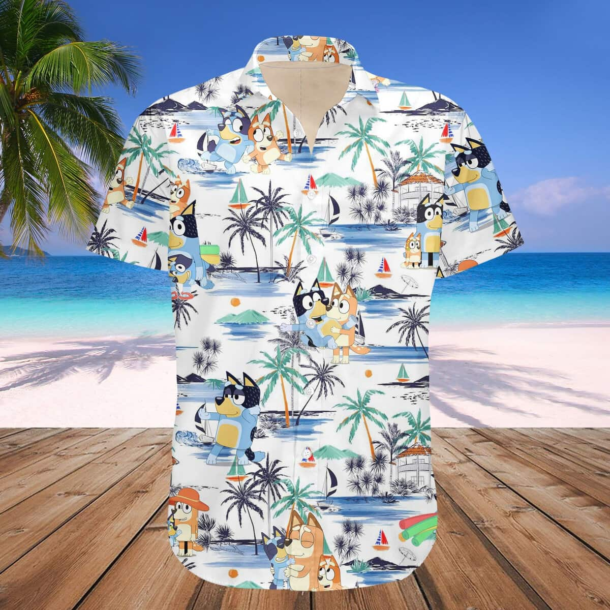 Beach Aloha Bluey Hawaiian Shirt Beach Gift For Dad