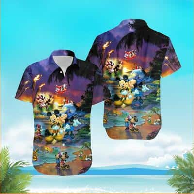 Mickey & Minnie Mouse Mouse Hawaiian Shirt Sunset Beach Gift For Disney Lovers