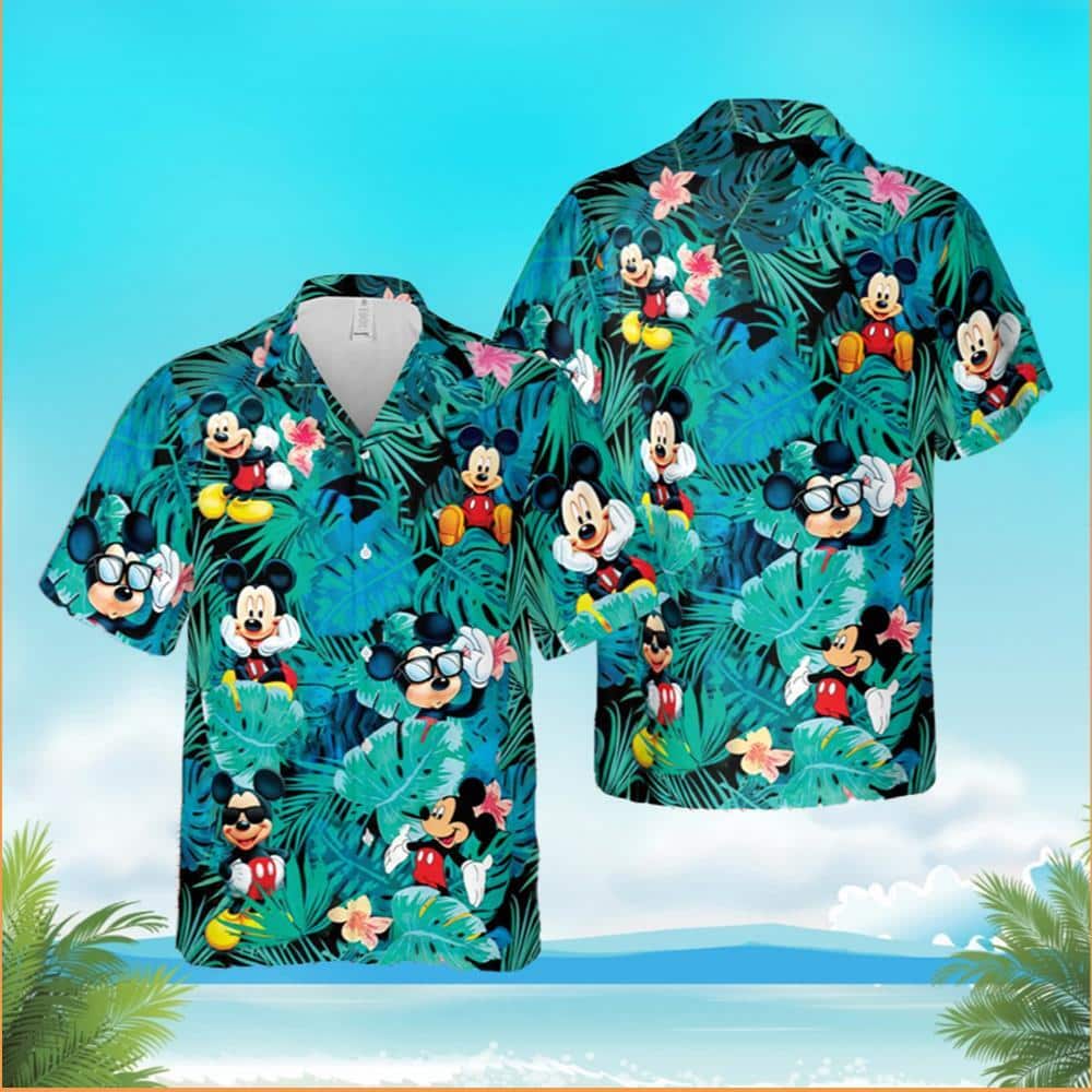 Cool Aloha Mickey Mouse Hawaiian Shirt Palm Leaves Pattern Summer Vacation Gift Cool Aloha Mickey Mouse Hawaiian Shirt Palm Leaves Pattern Summer Vacation Gift