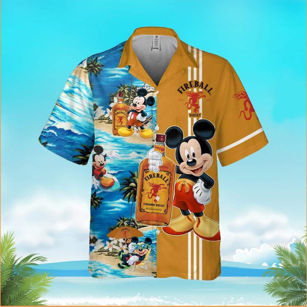 Fireball Mickey Mouse Hawaiian Shirt Summer Gift For Friends Fireball Mickey Mouse Hawaiian Shirt Summer Gift For Friends
