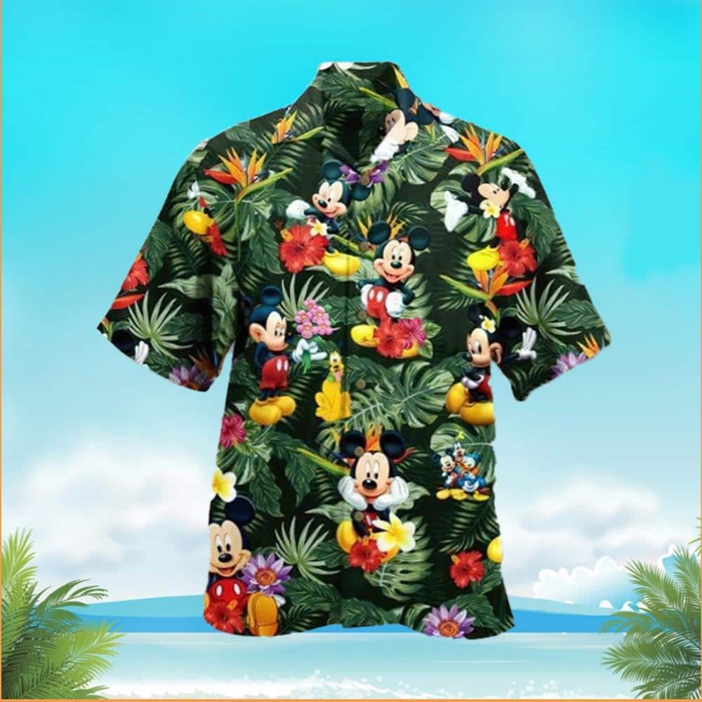 Mickey Mouse Hawaiian Shirt Palm Leaves Pattern Gift For Disney Lovers
