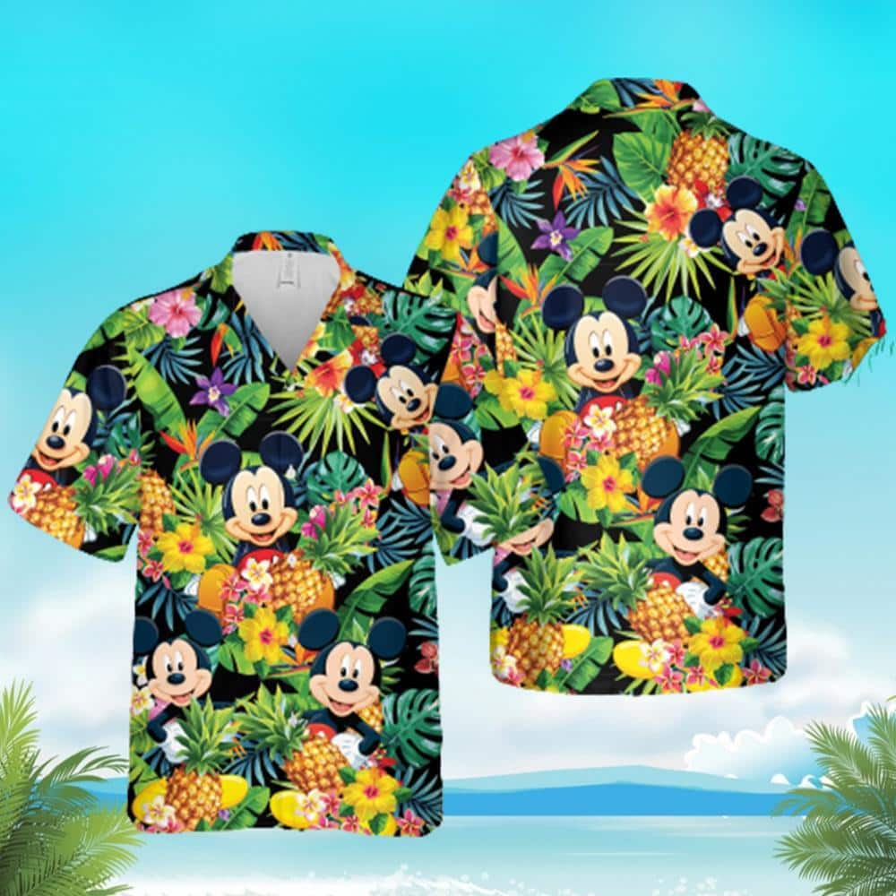 Tropical Aloha Mickey Mouse Hawaiian Shirt Pineapple Pattern Summer Gift For Friend