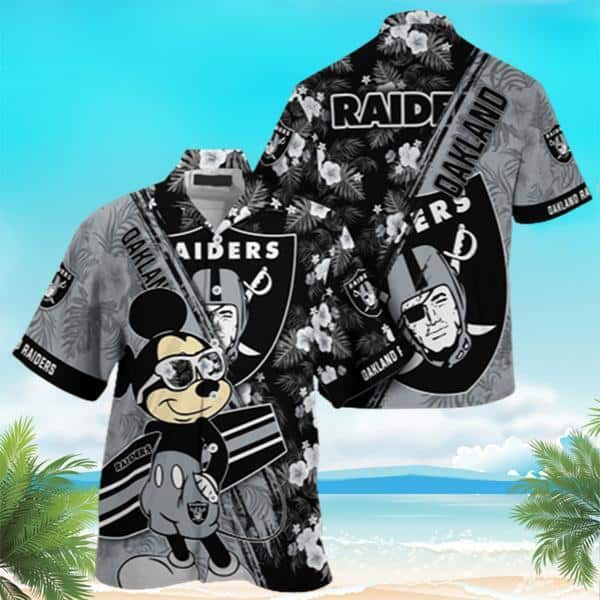 Oakland Raiders Mickey Mouse Hawaiian Shirt Beach Gift For Him