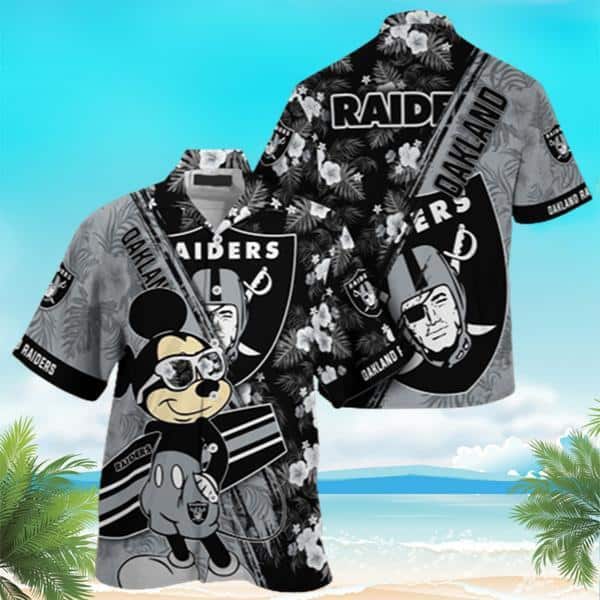 Oakland Raiders Mickey Mouse Hawaiian Shirt Beach Gift For Him Oakland Raiders Mickey Mouse Hawaiian Shirt Beach Gift For Him