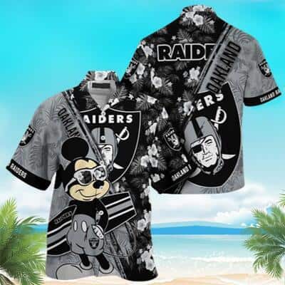 Oakland Raiders Mickey Mouse Hawaiian Shirt Beach Gift For Him