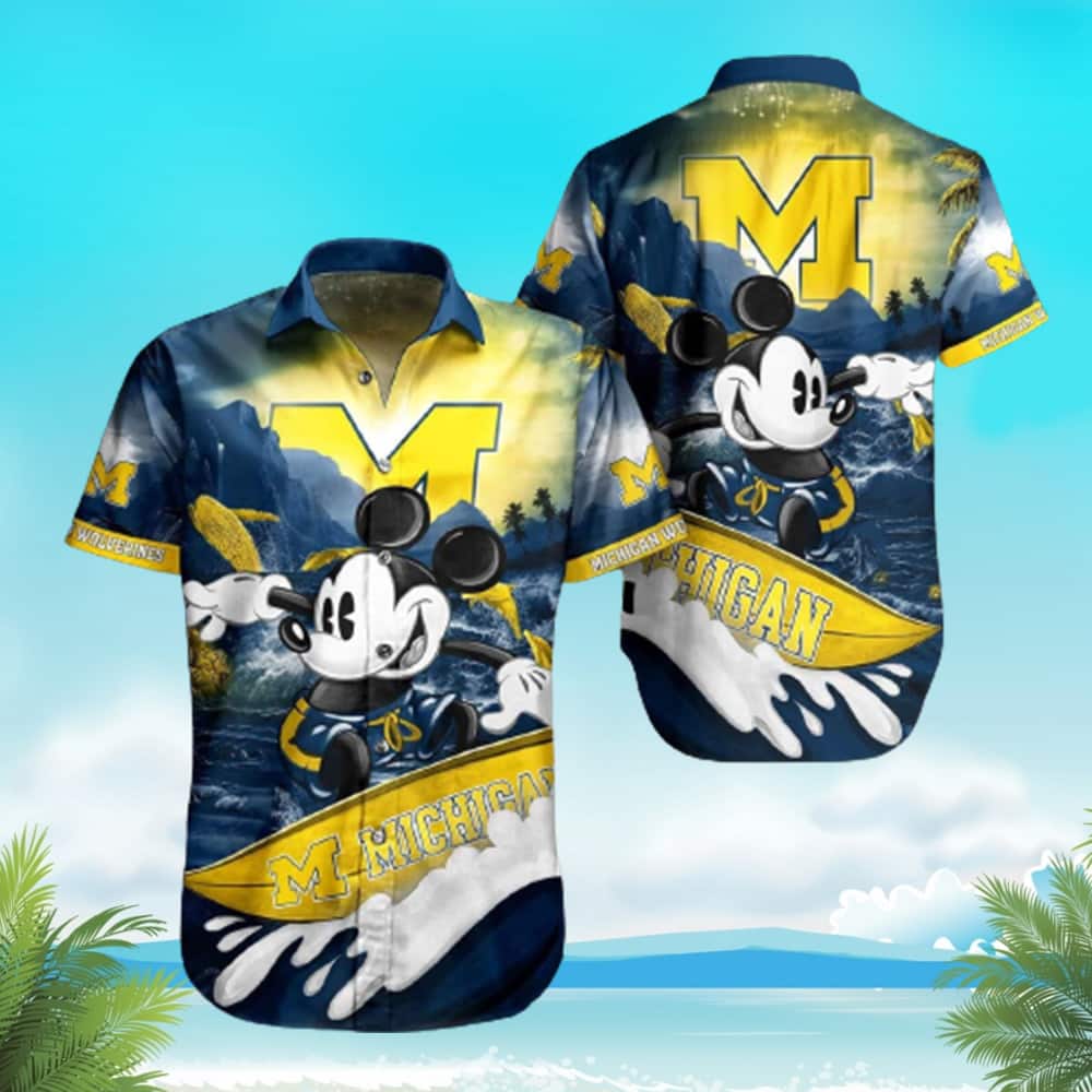 Michigan Wolverines Mickey Mouse Hawaiian Shirt Gift For Beach Lovers