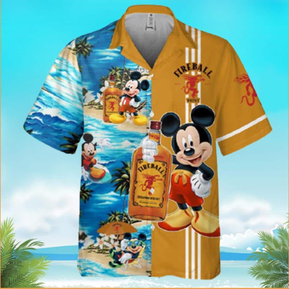 FireBall Mickey Mouse Hawaiian Shirt Beach Gift For Dad FireBall Mickey Mouse Hawaiian Shirt Beach Gift For Dad
