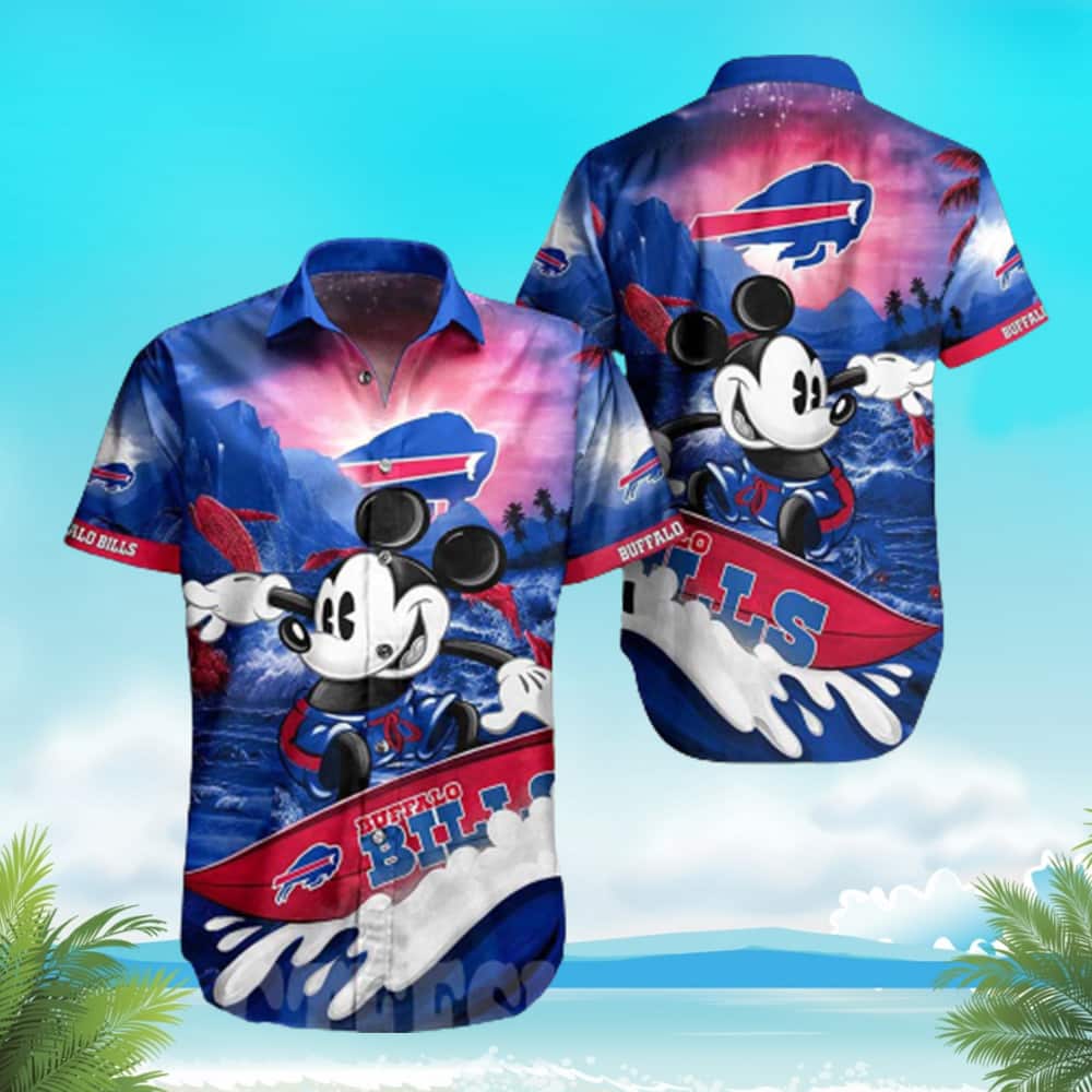 NFL Buffalo Bills Mickey Mouse Surfing Hawaiian Shirt Beach Gift For Him NFL Buffalo Bills Mickey Mouse Surfing Hawaiian Shirt Beach Gift For Him