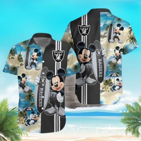 Mickey Mouse Surfing Hawaiian Shirt Disney Mickey Mouse Las Vegas Raiders