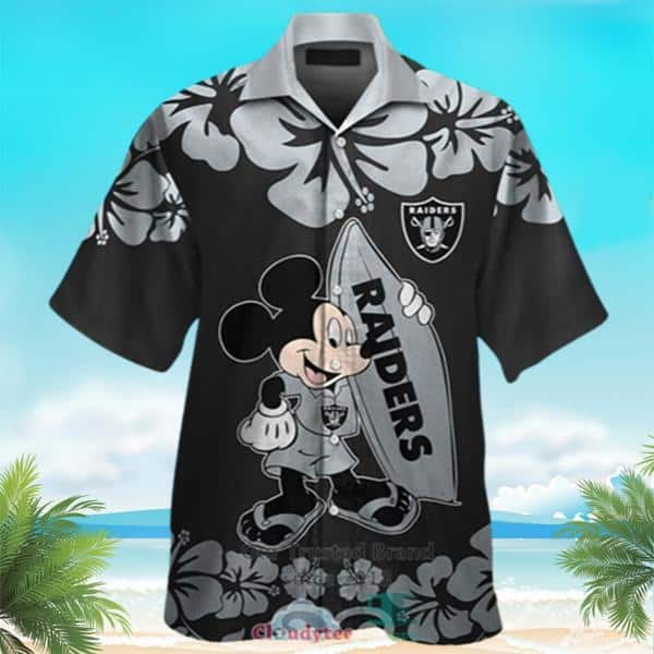 Las Vegas Raiders Mickey Mouse Hawaiian Shirt Practical Beach Gift For Him