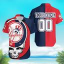 New York Yankees Grateful Dead Skull Hawaiian Shirt Custom Name Gift For Beach Trip New York Yankees Grateful Dead Skull Hawaiian Shirt Custom Name Gift For Beach Trip