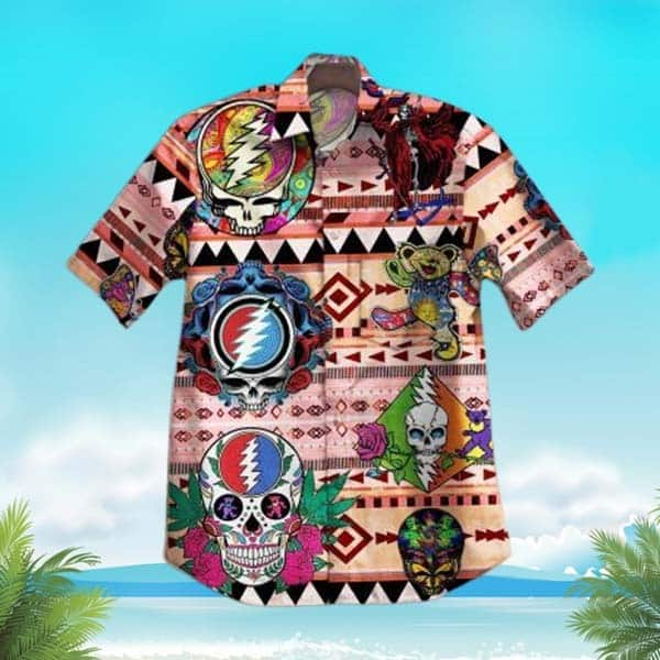 Vintage Grateful Dead Skull Hawaiian Shirt Gift For Beach Trip