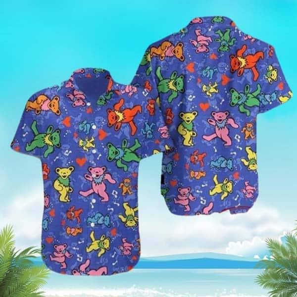 Funny Aloha Grateful Dead Dancing Bear Pattern Hawaiian Shirt